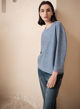 柯罗芭春秋专柜同款回忆蓝H型小落肩T恤  TY6261 ￥3590