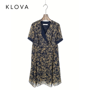 LW5205 柯罗芭夏季 A型蓝黄印花连衣裙 时尚 ￥3890 专柜同款