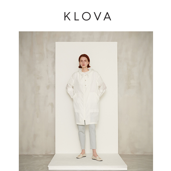 柯罗芭夏季专柜同款格纹肌理连帽廓形风衣  FW0091 ￥5690