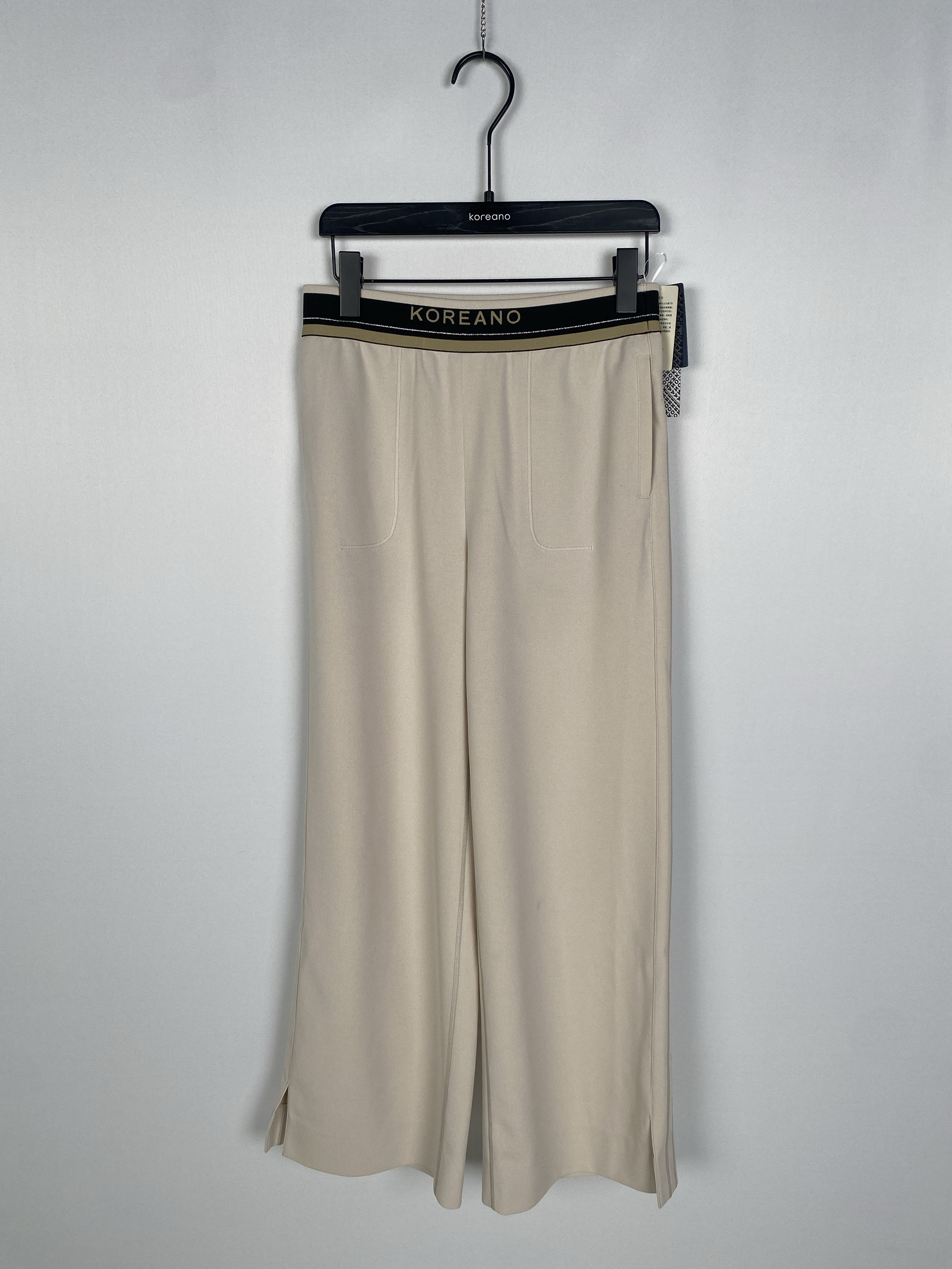 柯利亚诺春秋专柜同款浅驼色色针织松紧腰直筒裤  KT6083 ￥2480