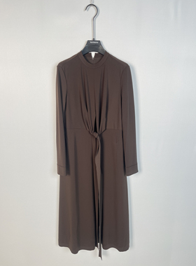 柯利亚诺冬季深咖色收腰立领长款连衣裙LT7924(JUN)吊牌3880