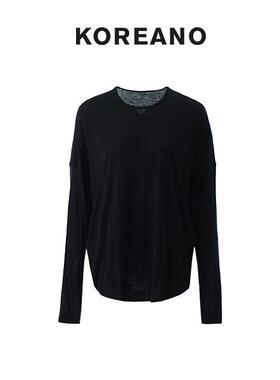 柯利亚诺春秋专柜同款黑色经典羊毛慵懒式T恤 TT5109(JUN)￥690