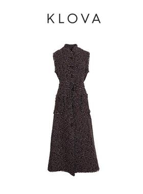 柯罗芭春秋专柜同款V领系带单排扣马甲连衣裙  JW4466(BUN)￥4590