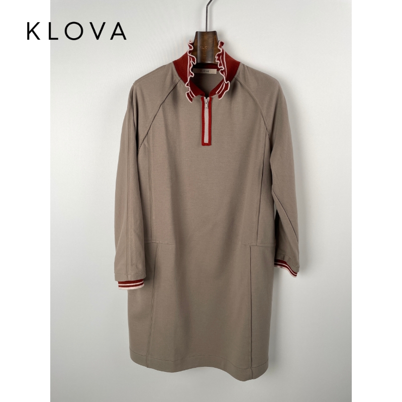 柯罗芭春秋专柜同款针织羊毛撞色POLO领连衣裙  LY7634 ￥4990