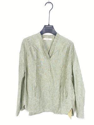 柯罗芭春秋专柜同款绿色条纹茧型棉麻衬衫  CW4905 ￥2990