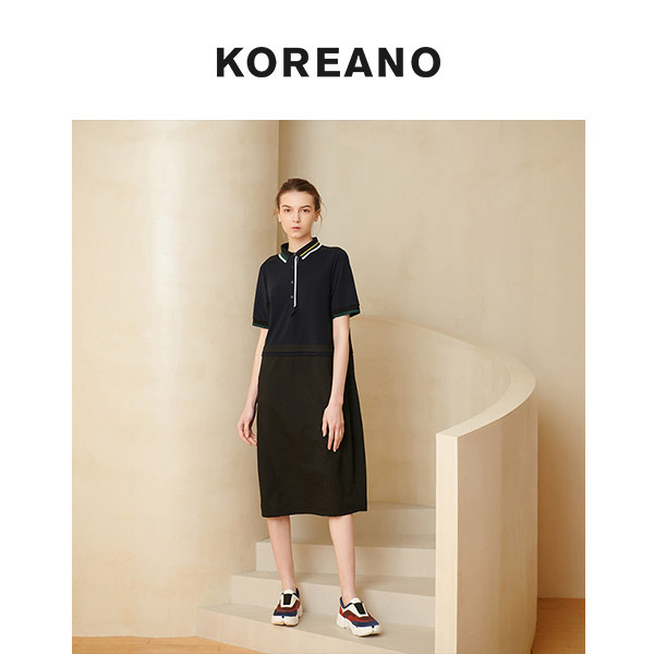 柯利亚诺夏季专柜同款 polo领拼色连衣裙  LT7786 ￥3680