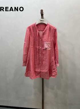 柯利亚诺春秋专柜同款红色领口系带休闲衬衫  CW0215吊牌价4980