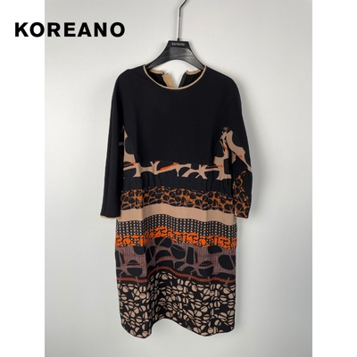 柯利亚诺春秋专柜同款黑橙花拼接连衣裙  LW0345(9UN) ￥2680