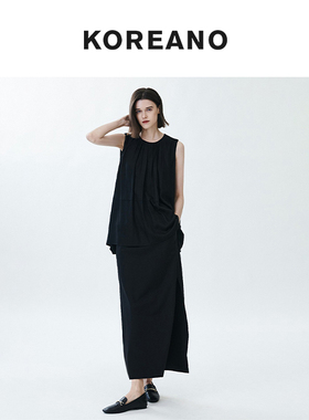 柯利亚诺夏季专柜同款黑色设计感小众宽松褶皱背心  BW2563(JUN)