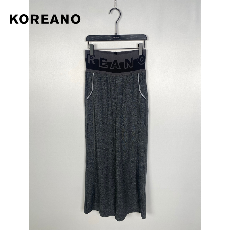 柯利亚诺深灰色直筒字母logo罗纹休闲长裤KT5237(JUN)吊牌1690