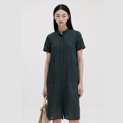 柯罗芭夏季专柜同款青苔绿格 连衣裙【H】 LW7966(UN) ￥4990