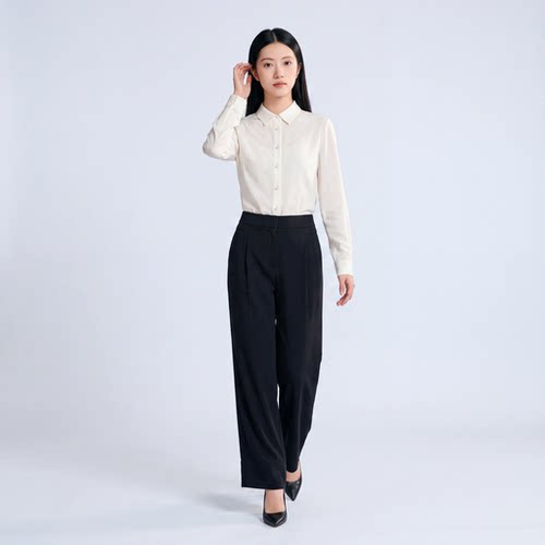柯利亚诺春秋专柜同款黑色经典款小阔腿裤  KW2037 ￥1880