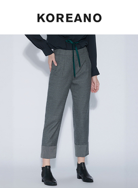 柯利亚诺冬季专柜同款鲸落灰色倒褶直筒裤  KY4240A ￥2390