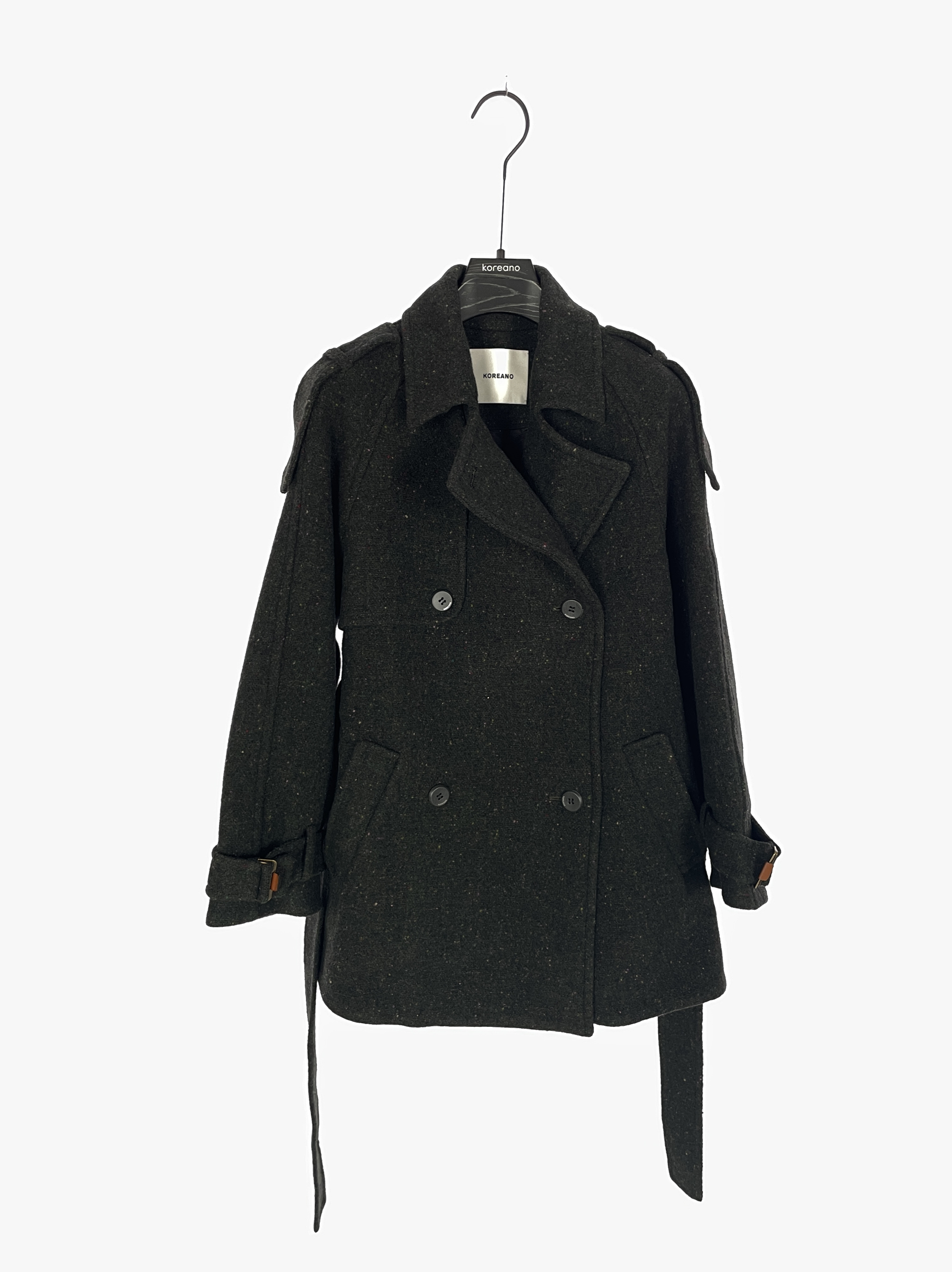 柯利亚诺冬季专柜同款深绿色宽松双排扣毛呢大衣  SY4207 ￥8800