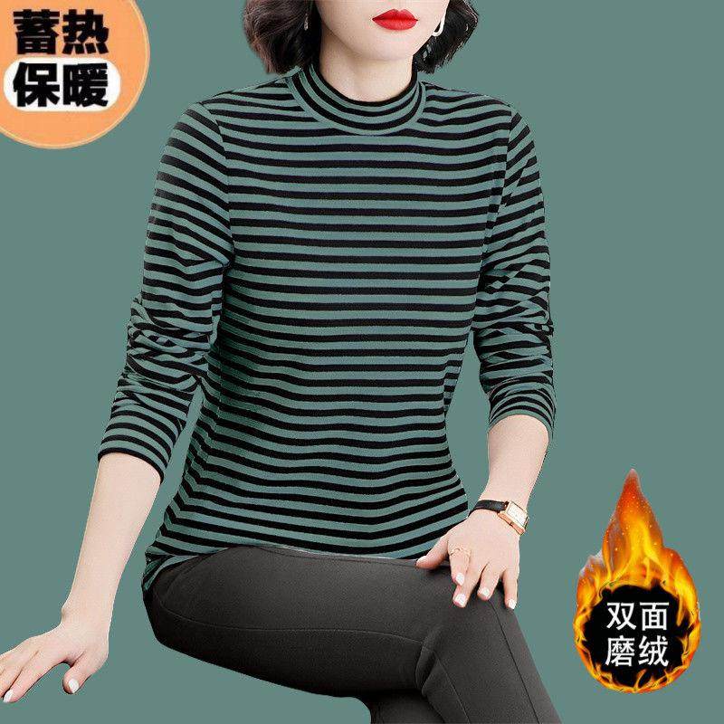 半高领长袖内搭打底衫女士2026秋冬新款高贵妈妈加绒加厚保暖上衣