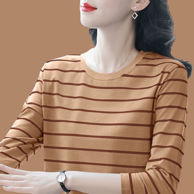 女士春秋长袖t恤2026新款纯棉早秋外穿薄款上衣女韩版宽松打底衫图片