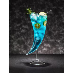 高脚月亮杯牛角杯个性 造型鸡尾酒杯马天尼创意玻璃杯子酒吧调酒杯