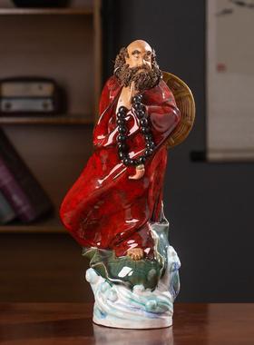 石湾公仔陶瓷达摩东渡工艺摆件家居门客厅会所禅意装饰人物佛像