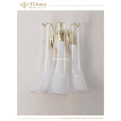 法式Murano穆拉诺中古风简约设计感现代客厅餐厅卧室花瓣玻璃壁灯