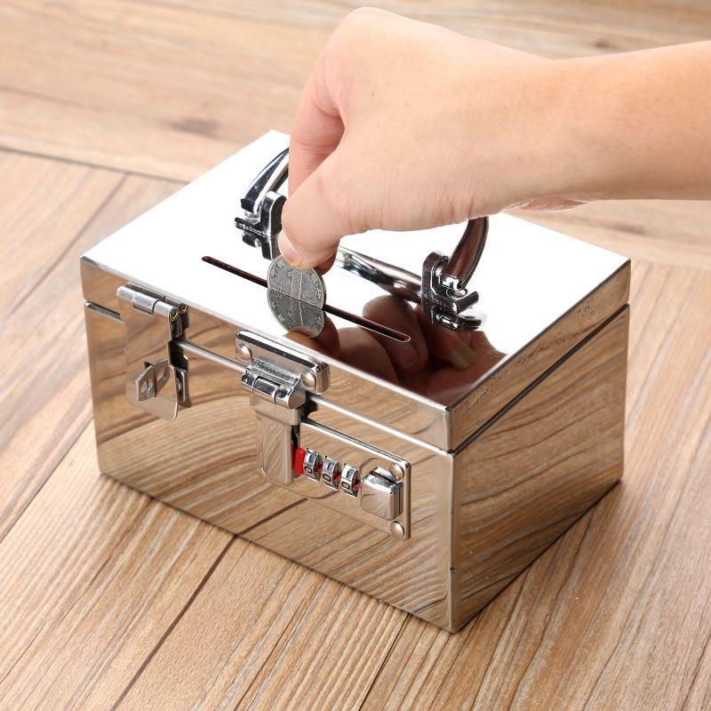 保险箱家用钱箱不锈钢现金保管箱机械锁防水防盗双锁夹万保险柜