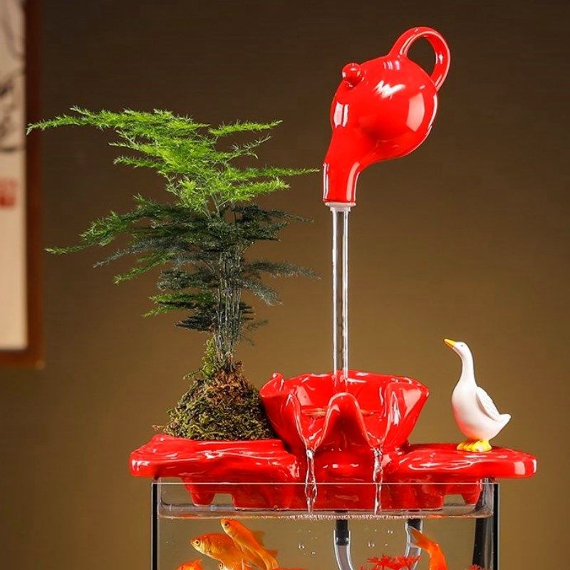 中式流水摆件陶瓷玻璃鱼缸u造景创意循环喷水器过滤器喷泉假山配,家居饰品,流水摆件,淘宝优惠券,粉丝福利购,淘宝优惠卷