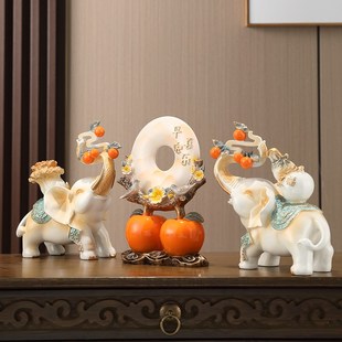 新中式复古客厅酒k柜玄关电视柜招财大象一对象摆件家居装饰品摆