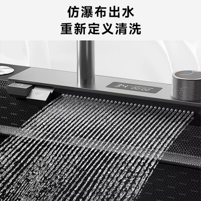 厨房加厚SUS304不锈钢飞雨瀑布左侧下水L水槽洗菜盆大单槽洗碗槽