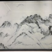 新中式 岩板电视背景墙800X26y00客餐厅沙发玄关国风古韵山水画系