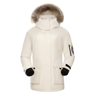 [王俊凯同款]骆驼工装派克服毛领中长款羽绒服女冬季加厚保暖外套