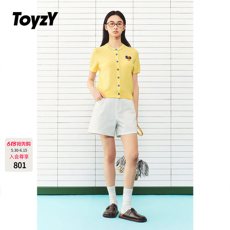 ToyzY可爱手钩蝴蝶结针织短袖开衫女夏季2026年新款ZC36206530
