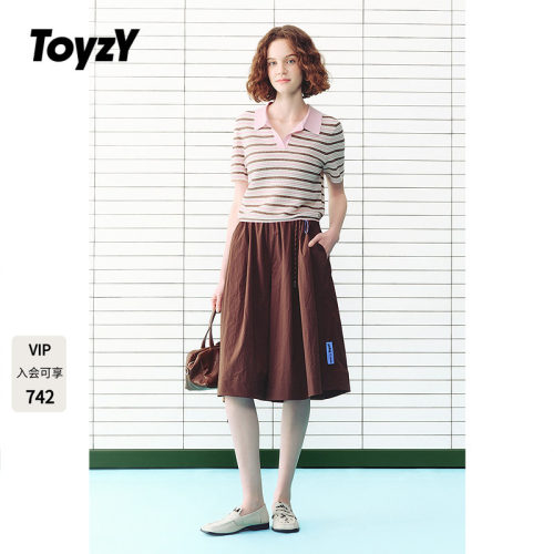 ToyzY撞色条纹polo翻领针织短袖上衣女夏季2026新款ZC36206570