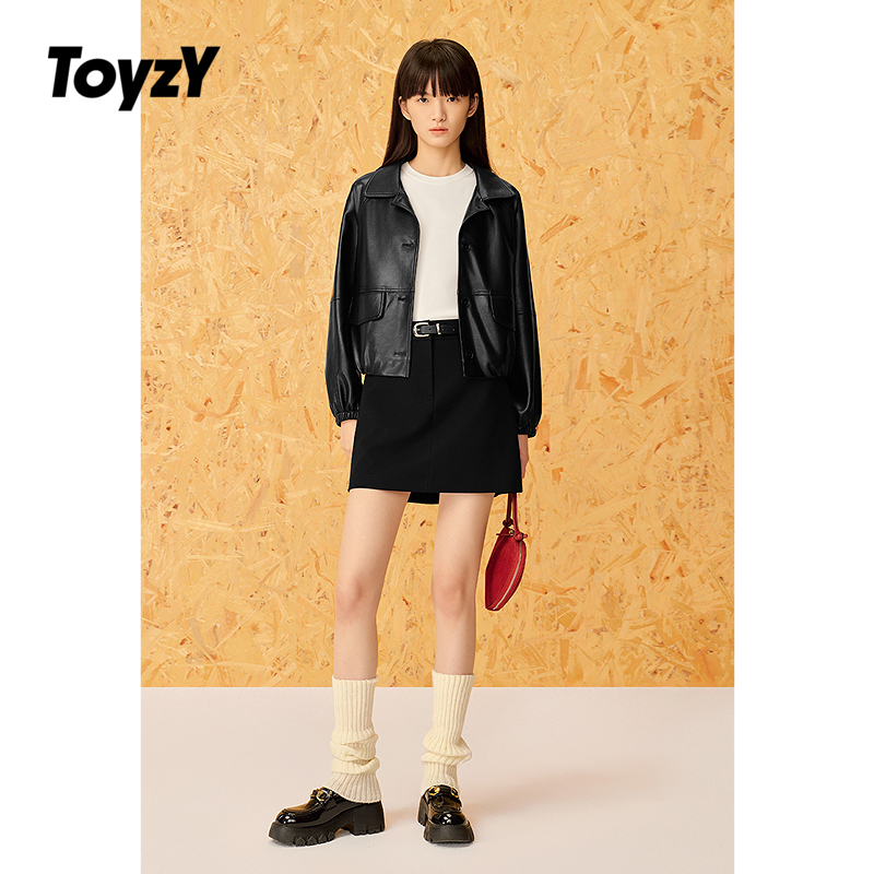 ToyzY宽松休闲PU皮衣短夹克外套
