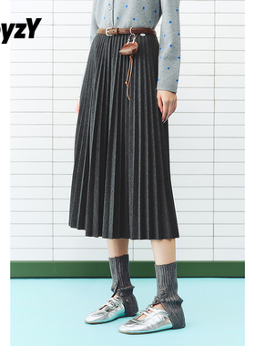 ToyzY灰色针织百褶裙中长款压褶半身裙2026春新款ZC36150560