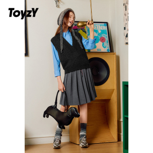 ZC35550040 新款 ToyzY 灰色百褶裙橡筋腰a字半身裙miu风2025冬季