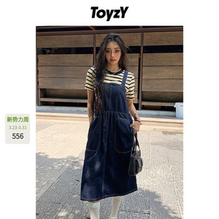 休闲风可调节抽绳丹宁连衣裙 牛仔背带裙女夏季 ToyzY 博主同款
