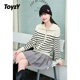 2024年秋新款 ToyzY 博主同款 翻领条纹拉链毛衣女针织外套