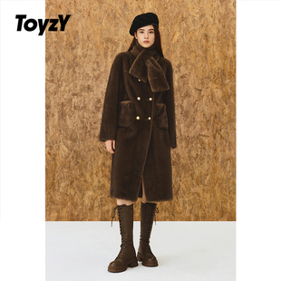 ToyzY环保仿皮草外套女长款含围巾毛绒大衣2025冬新款ZC35510530