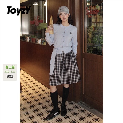 ToyzY2026春季新款字母绣花绵羊毛单排扣毛针织衫ZC36106810