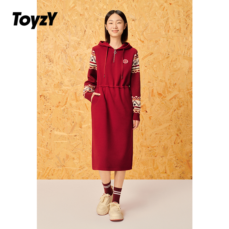 ToyzY加绒珠地空气抽绳腰卫衣裙