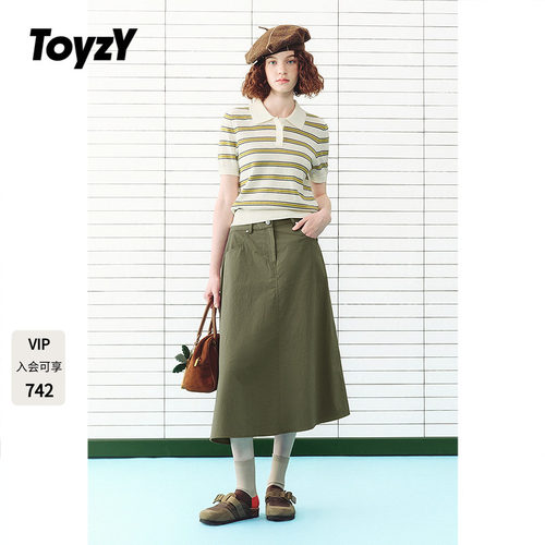 ToyzY2026夏季新款Polo翻领条纹针织衫女上衣ZC36206040
