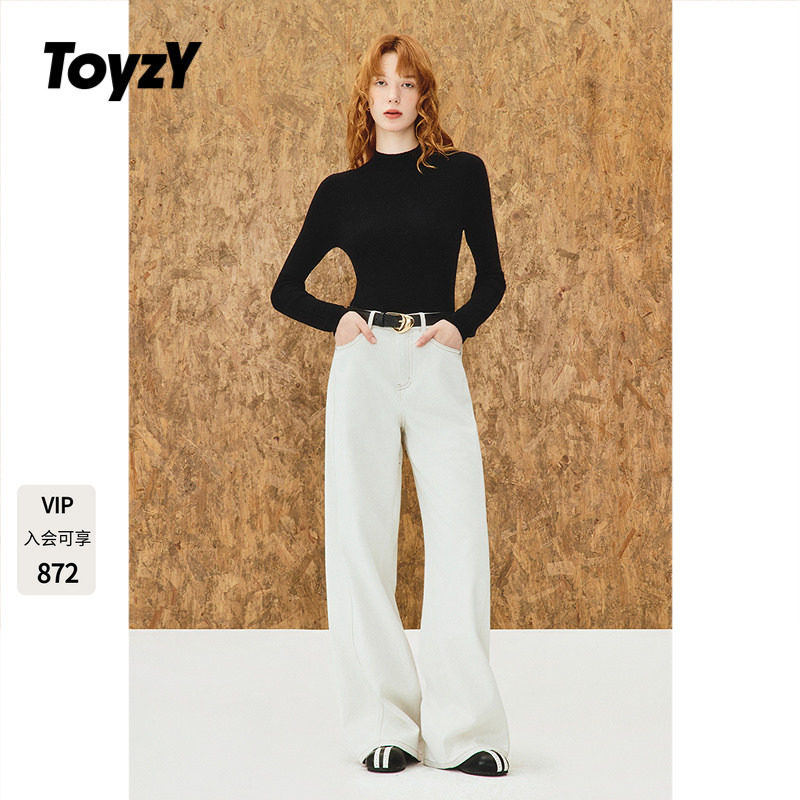 ToyzY白色阔腿牛仔裤女加绒复合水貂绒2025冬季新款ZC35520310
