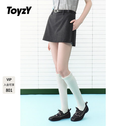 ToyzY2026夏季新款学院风碳灰半身裙通勤女短裙ZC36250040配腰带