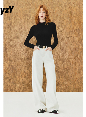 ToyzY白色阔腿牛仔裤女加绒复合水貂绒2025冬季新款ZC35520310
