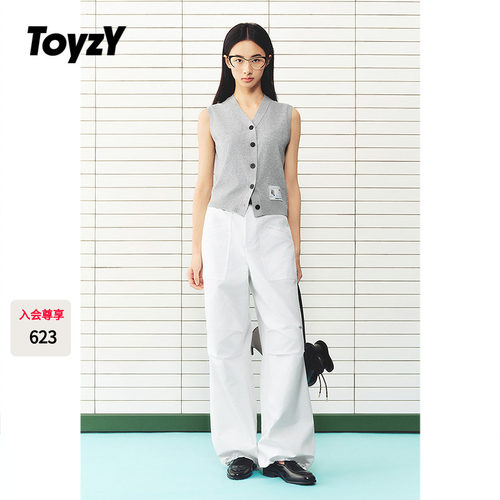 ToyzY2026夏季新款童趣彩色图案针织开衫V领马甲背心女ZC36204010