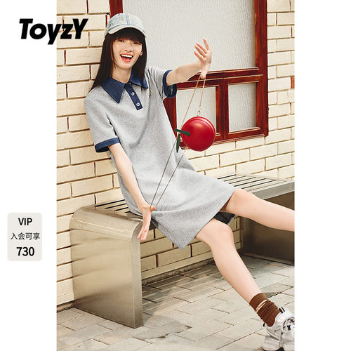 ToyzY牛仔polo领短袖连衣裙女夏季休闲风空气层棉ZC35205400