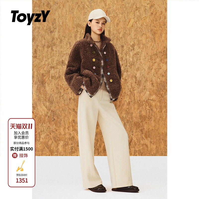 ToyzY彩色扣子立领羊毛颗粒短外套
