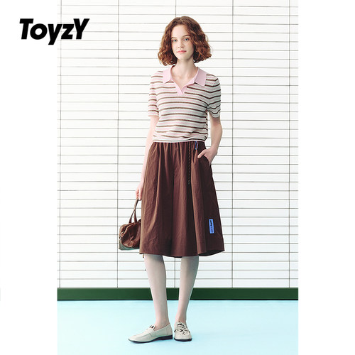 ToyzY撞色条纹polo翻领针织短袖上衣女夏季2026新款ZC36206570
