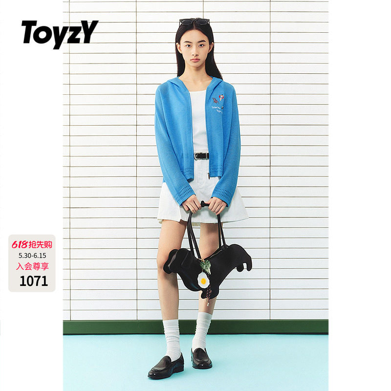 ToyzY刺绣连帽针织开衫女外套薄款外搭夏季2026年新款ZC36206470