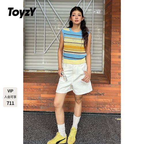 ToyzY多巴胺撞色镂空针织背心女外穿夏季薄款2026新品ZC36204150