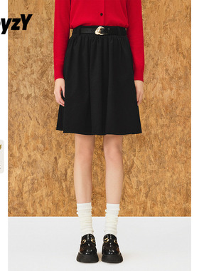 ToyzY 佰搭黑色a字半身裙高腰短款2025冬季新品ZC35550020